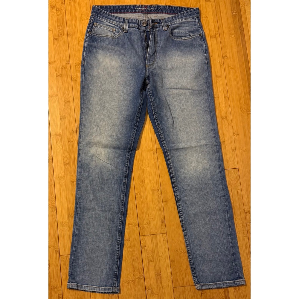 Johnston & Murphy Mens Straight Leg Jeans 32x32 Medium Wash Blue Stretch Denim